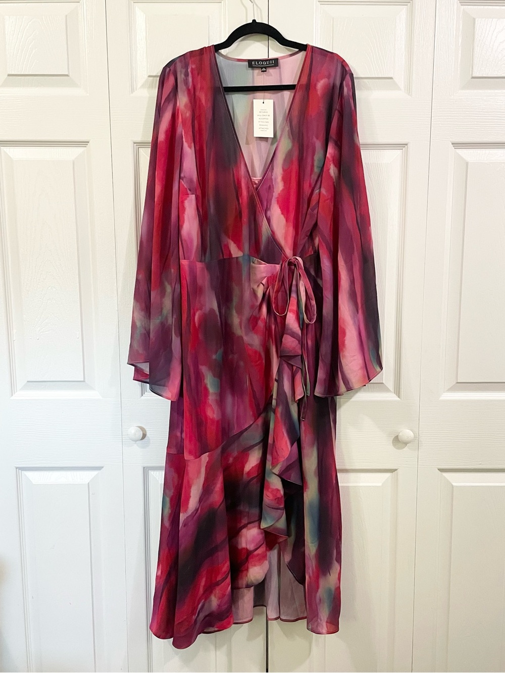 ELOQUII Pink Long Sleeve Wrap Dress NWT Women's Size 18